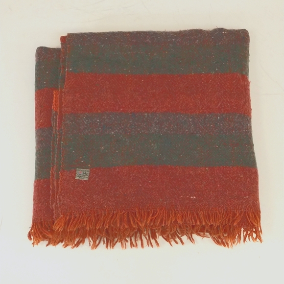 Irish Wool Avoca Handweavers Ireland 100% Natural Striped Blanket